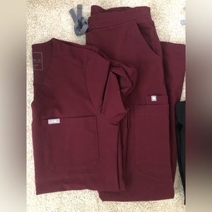 FIGS Burgundy Scrubs Set Yola and Catarina